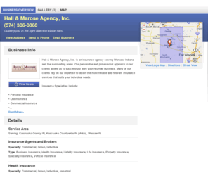 hallandmaroseinsurance.com: Hall & Marose Agency, Inc. | Warsaw, IN 46580 | DexKnows.com™
Hall & Marose Agency, Inc. in Warsaw, IN 46580. Find business information, reviews, maps, coupons, driving directions and more.