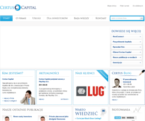 certuscapital.pl: Pozyskiwanie kapitału, NewConnect - Start - Certus Capital
NewConnect, Autoryzowany Doradca, Kapitał z NewConnect - Certus Capital Start