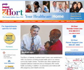 theeffort.org: Health clinic, mental health, drug and alcohol rehab | The Effort, Sacramento
Sacramento: community health clinics accepting Medi-cal and Medicare. Medical care, mental health, addiction treatment, counseling, family planning, immunizations and more. 