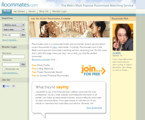 roommatestart.com: Roommates, roommate finder and roommate search service
Roommates.com is a roommate finder and roommate search service. Roommates.com offers an effective way for you to find roommates and rooms for rent.