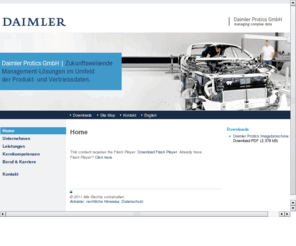 protics.net: Daimler Protics GmbH
Daimler Protics GmbH | Home: Zukunftsweisende Management-Lösungen im Umfeld der Produkt- und Vertriebsdaten