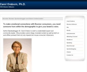 carolorsbornphd.com: Carol Orsborn
Resilience, Lifestage and Boomer Marketing expert