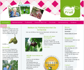 team-cision.com: Kromme Rijn Fruit
Van vers fruit kan je altijd genieten. Maar op een ambachtelijke manier verwerkt is het fruit ook heel erg lekker. Het fruit van ons bedrijf dat verwerkt is tot heerlijke producten is herkenbaar aan het Kromme Rijn Fruit logo.  Plattelandwinkel De Achterdijk is open. De eerste pruimen zijn rijp en binnenkort volgen de zomerappels- en peren. Het draait in de winkel om fruit.