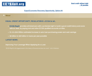 ecoa4all.com: ECOA 4 All - all Americans have a protected right to build a good credit history
Designed and developed by MAH