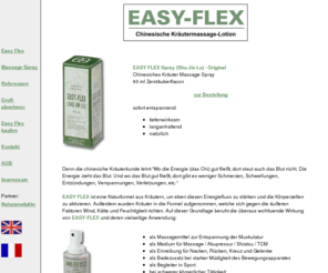 easy-flex.com: EASY FLEX Spray - Kräuter Sport Spray zur Massage  | Akupressur | TCM
Easy Flex Spray -  Das chinesiches Kräutermassage Sport Spray