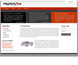 nuversion.org: Interactive Content, Web Development, Audio & Video | Nuversion Solutions
Nuversion Solutions develops a broad range of interactive content, web software/code, and audio/video projects for individuals, businesses, and institutions