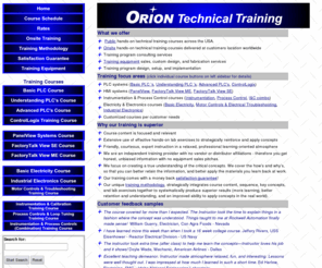 orion-training.com: Home - Orion Technical Training
Allen Bradley, PLC, ControlLogix, RSLogix, Panelview, Instrumentation, Process Control, Electrical, Training, Courses