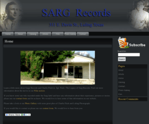 sargrecords.com: Sarg Records Charlie Fitch Music Company Luling Texas
Sarge Records owned by Charlie Fitch Music Company in Luling Texas.