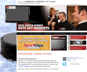 haircutmencranberrytwppa.com: Sport Clips - Hair Cuts for Men in Cranberry Commons, Cranberry Township, PA - Cranberry
Sport Clips Cranberry Commons provides a neck and shoulder massage, steamed towel treatment, sports on TV and a great haircut in Cranberry Township, PA. Call 724-776-3444.