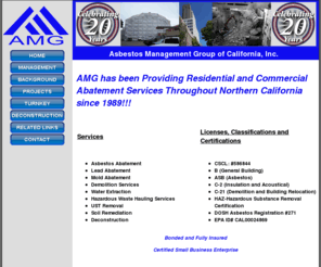 amgofca.com: Asbestos Management Group - Home
Website for Asbestos Mangement Group of California, Inc.