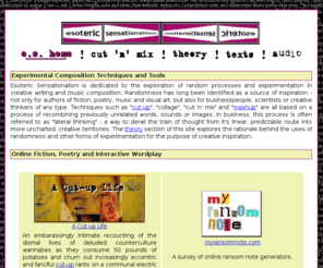 esoteric-sensationalism.com: Experimental Composition Techniques and Tools
Tools and techniques for creative writing