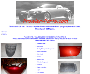 plymouthprowlerparts.com: Plymouth-Chrysler Prowler Parts - Prowler Parts
Thousands of 1997 to 2002 Plymouth-Chrysler Prowler Parts