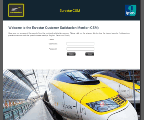 ipsoseurostarcsm.com: Eurostar : Tickets, Bookings, Timetables, fares and offers
Eurostar (Official Web site): Train ticket, short break, city break, weekends. Travel to Paris, Brussels, Lille, Disneyland Paris, Bruges, Avignon and more than 200 Destinations form Waterloo or Ashford Station
