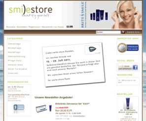 smile-store.de: smile-store.de | BriteSmile Homebleaching | exklusive SWISSDENT & TEOXANE Produkte | 24h online bestellen
BriteSmile-Zahnpflege für weiße Zähne. SWISSDENT: Profi-Home-Bleaching für zu Hause. Mundpflege gegen Mundgeruch und Halitose, TEOSYAL Anti-Aging Hautpflege von TEOXANE.