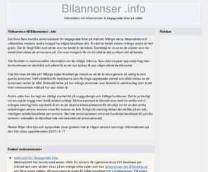 bilannonser.info: Bilannonser .info - Var annonserar man begagnade bilar på nätet ?
Guide till bilannonser och annonsplatser för begagnade bilar.