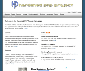 hardened-php.net: Hardened-PHP Project - PHP Security

      - Home
