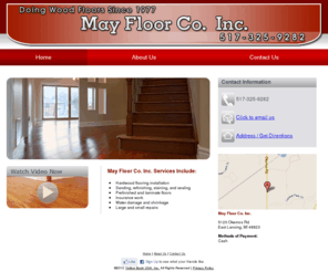 floorrefinishinglansing.com: Floor Installation East Lansing, MI - May Floor Co. Inc. - Home
May Floor Co. Inc. of East Lansing, MI provides Hardwood flooring installation, sanding, refinishing, staining, and sealing. Call 517-325-9282.