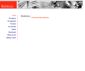 biddicks.co.uk: Biddicks
Biddicks is a UK financial public relations consultancy