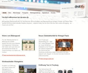 devaton.de: devaton.de - Web-Design und Werbegestaltung Freyburg - Fotografie und Werbung
Web-Design und Werbegestaltung in Freyburg an der Neuenburg - Fotografie und Werbung im Burgenlandkreis