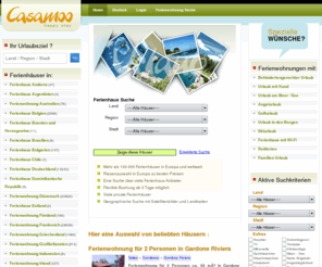 casamoo.de: Ferienhaus Ferienwohnung Finca Skihütten, 100.000+ Ferienwohnungen & Ferienhäuser von privat weltweit
Ferienhäuser & Ferienwohungen bei casamoo.de. Ob Ferienhaus, Ferienwohnung oder Skihütten. Wählen Sie Ferien Unterkunft aus über 50 Ländern.