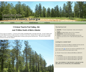 crawford-ga-land.com: Crawford GA Land
113-Acre Tract In Fort Valley, GA
Just 70 Miles South of Metro Atlanta!
This is a gem of a property - 113 acres of fine hunting, marketable timber, 