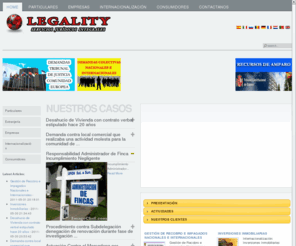 legality.tv: Servicios Jurídicos Integrales
Legality Es un Bufete de abogados multidisciplinar que proporciona un servicio jurídico integral.
Espertos en Derecho Penal, Derecho mercantil, Extranjería y Derechos de Daños e Indemnizaciones.
Son un bufete internacional teniendo posibilidad de actuar en España, italia e Inglaterra e Usa.