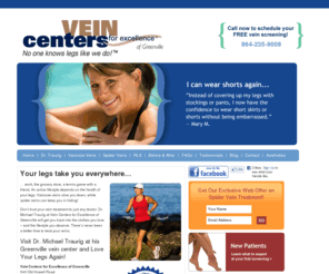 greenvilleveins.com: Greenville Doctor Michael Traurig varicose and spider vein specialist in Greenville, SC.
Greenville vein treatment, fast, painless vein removal.  Greenville Vein Doctor Michael Traurig is a varicose vein specialist treating Greenville, SC patients.