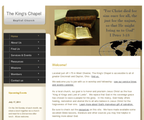 tkcb.org: The King's Chapel - A reformed baptist church proclaiming God's sovereign grace in Cincinnati Ohio
The King's Chapel - A reformed baptist church proclaiming God's sovereign grace in Cincinnati Ohio