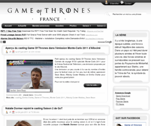 game-of-thrones.fr: Game of thrones France, le blog sur la série tv HBO inspirée du Trône de fer
L'actualité de la série tv Game of thrones, les épisodes, les personnages, les saisons et bande annonces de la nouvelle série de HBO