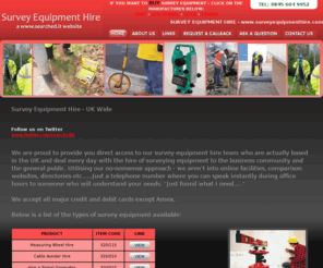 surveyequipmenthire.com: Survey Equipment Hire
We provide a UK call centre with survey equipment hire experts ready to help with any surveying type questions.