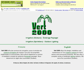 vert-2000.com: Vert 2000 : Irrigation - Éclairage / Lighting - Laurentides / Laurentians
Irrigation systems - Design, installation and maintenance. Laurentians - St-Sauveur and area