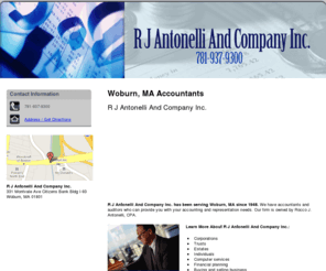 rjantonelli.net: Accountants Woburn, MA - R J Antonelli And Company Inc.
R J Antonelli And Company Inc. offers audit accounting services to Woburn, MA. Call now at 781-937-9300.