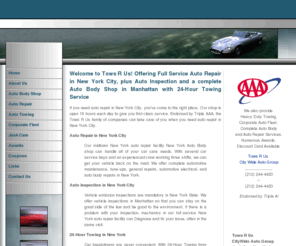 citywideautogroup.com: Auto Repair in New York City, 24-Hour Tow Truck Service and New York State Vehicle Inspection from Tows R Us (212) 244-4420
Tows R Us provides complete towing and roadside assistance services in New York City. We also provide complete AAA Certified Automotive Repair, Maintenance, and Emergency Towing Services. Our certified mechanics and towing crew can help wth oil changes, transmission services, auto and flatebed towing, as well as flat tire repair, lockout service, and fuel delivery in New York. Call 1-212-244-4420