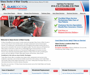 glassrepairaltoona.com: Windshield Replacement & Window Repair | Glass Doctor of Blair County
For windshield replacement Altoona call 814-414-3724 or schedule an appointment online with Glass Doctor of Blair County for all your glass repair & replacement needs.