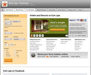 kohlipethailand.com: Welcome to Koh Lipe - Ko Lipe Thailand
Welcome to Koh Lipe, Thailand: information, accommodation, online bookings, things to do and much more.