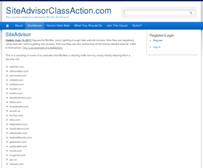 siteadvisorclassaction.com: SiteAdvisorClassAction.com | Have you been slandered or defamed by McAfee SiteAdvisor?
