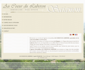 aucoeurduluberon.com: Immobilier Saignon - AU COEUR DU LUBERON à Saignon
Agence AU COEUR DU LUBERON immobilier vous propose des biens immobiliers dans la région de Saignon.