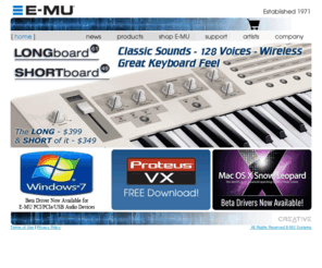 emu.com: E-MU Systems - Emulator X3, PCIe & USB Audio/MIDI Interfaces, Keyboards
