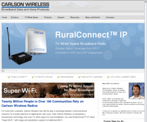 carlsontechnologies.com: Fixed Wireless Broadband and Telephone | Carlson Wireless | Home
Carlson Wireless Technologies provides secure rural fixed wireless digital radio telephone systems worldwide. Our systems offer point to point and multipoint broadband data, WLL, voice for local loop, lease line and remote applications