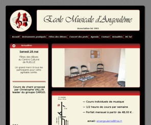 e-m-angouleme.com: Accueil
Tous les articles de presse à propos de l'Ecole Musicale d'Angoulême   