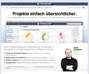 bizzcross.com: Agentursoftware, Verwaltungssoftware | Projektmanagement, Zeiterfassung | Revolver
CRM, Projektmanagement, Zeiterfassung, Rechnungen - ideal als Verwaltungssoftware, Agentursoftware, Firmensoftware. Revolver ist die meistverkaufte Agentursoftware in Deutschland, Österreich und der Schweiz.