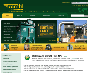 industrialfumecollectors.com: Industrial Dust Collectors and Fume Collectors - Camfil Farr APC
Camfil Farr Air Pollution Control manufactures industrial dust collectors and fume collection equipment to clean up manufacturing processes.  