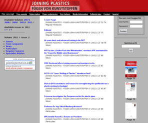 joining-plastics.info: Joining Plastics - Fügen von Kunststoffen
Technisch-wissenschaftliche Fachzeitschrift für Verbindungstechnik von Kunststoffen