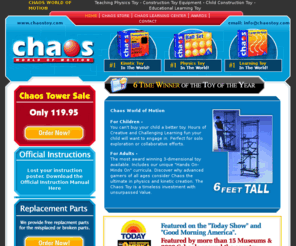 chaostoy.com: Chaos Tower Educational Learning Toy
With over 500 pieces, Chaos offers infinite building possibilities and unlimited expansion potential. 