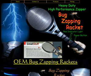 joltrackets.info: Jolt Bug Zapper / Electric Zapping Racket
Great idea for killing insects while camping! Have fun doing it.  Kill mosquitos, bees, flies, and other flying insects with this hand-held electric bug zapper.