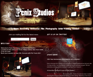 fenixstudios.com: Fenix Recording & Rehearsal Studios - News
Audio & Video Studio Facility for recording, rehearsal, green screen, music videos, editing, mixing, mastering