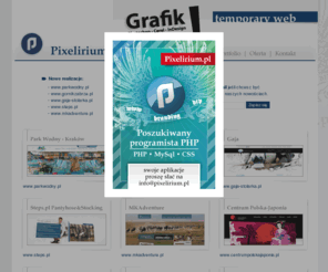 glamoline.info: PIXELIRIUM - Tworzenie, hosting i promocja stron w internecie - temporary web
Pixelirium - hosting i promocja strona w internecie, e-mail: info@pixelirium.pl