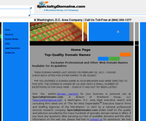 computer-optimizer.net: Domains - legal, lawyer, recruiting and other professional domain names for sale
Select your legal, recruiting, real estate, small business, home-based business, insurance, accounting, tax, financial planning, computer services, executive search, wealth management, lawyer, law firm or other specialized professional domain name or recreational domains from SpecialtyDomains.com to increase your web site traffic and sales.