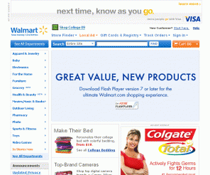 walmart.com: Walmart.com: Save money. Live better.
Shop Walmart Online for Low Prices on Top Brands in Computers, TVs, Toys, GPS, Video Games, DVDs, Music, Apparel, Housewares, iPod, Photo, Grocery, Baby Gear, Pharmacy & More. Free Shipping with Site to Store.
