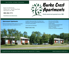 burkecrestapartments.com: Spencerport Apartments for Rent - Burke Crest Apartments
Burke Crest Apartments located in Spencerport NY offers spacious apartment homes back-set on 8 acres of country property. Our complex has 1, 1.5, and 2 bedroom apartments for rent with heat and hot water included and laundry in each building.